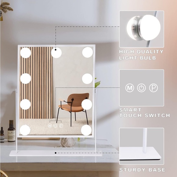 Hollywood vanity mirror size (10 "Lx12 "H). It is the perfect makeup mirror! - Picture 3 of 4